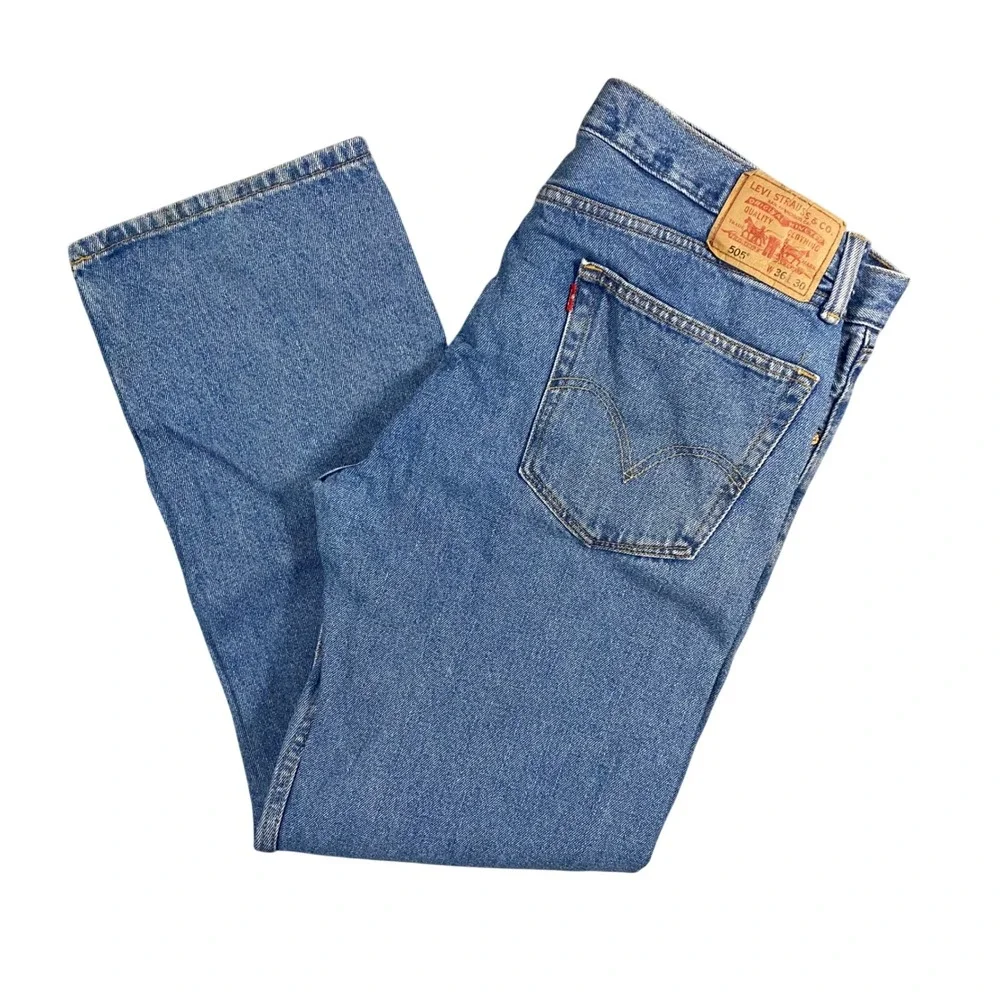 Levi's 505 Regular Fit Blue Jeans Men's W36 L30‎ Straight Leg Medium Wash Denim